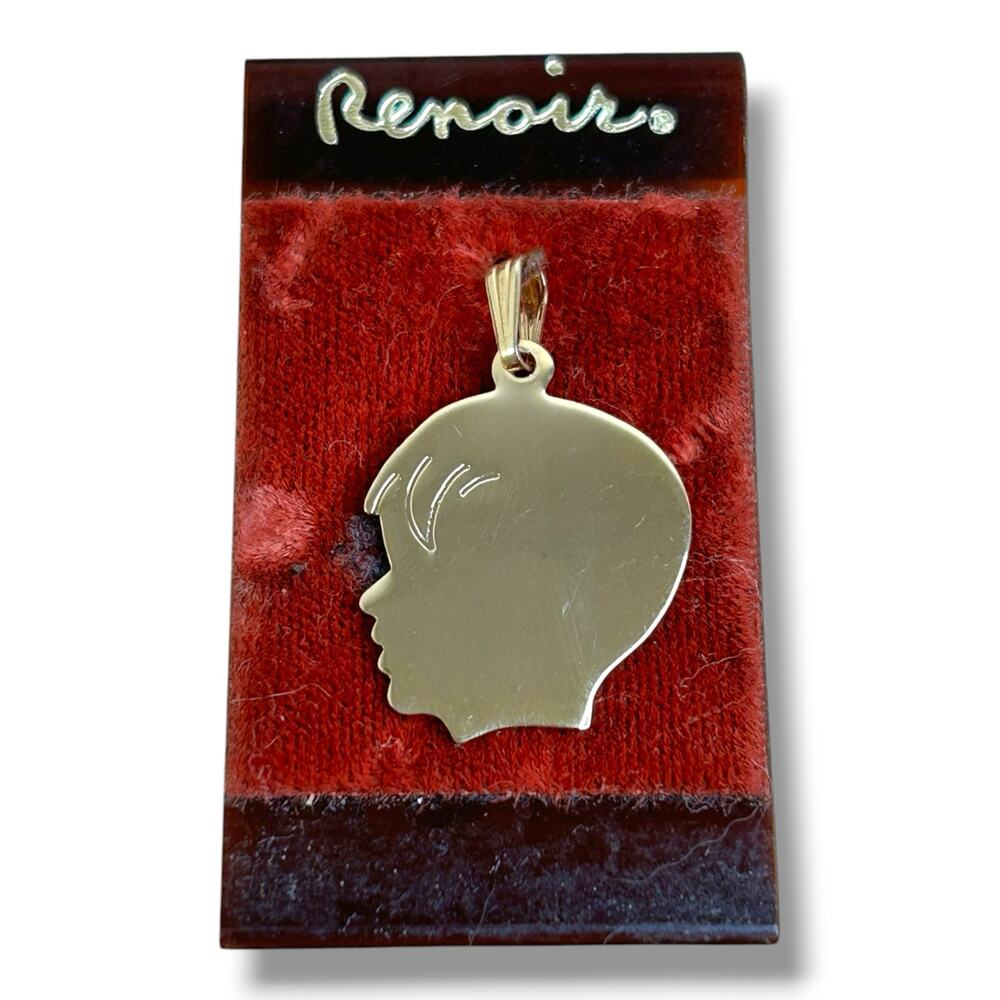 Vtg Renoir of California Signed Solid Copper Mid Century Boy Silhouette Charm